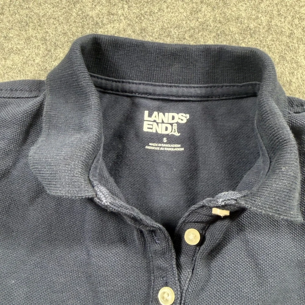 Lands End Polo Dress Girls Size 5 Navy Blue Excellent Pleated School Uniform